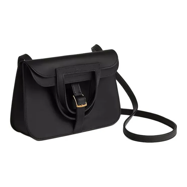HERMES Halzan Swift Calfskin Shoulder Bag Mini Women's Black-1