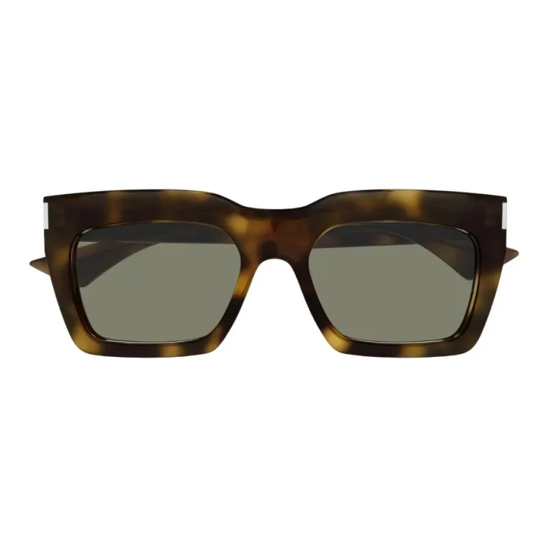 SAINT LAURENT Recycled Acetate Rectangular Sunglasses Unisex Brown-1
