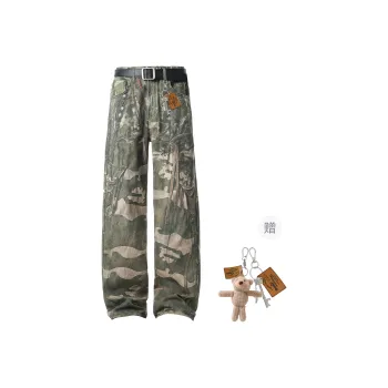 HOKLV SS25 Jeans Unisex Green Comes With Brand Charm