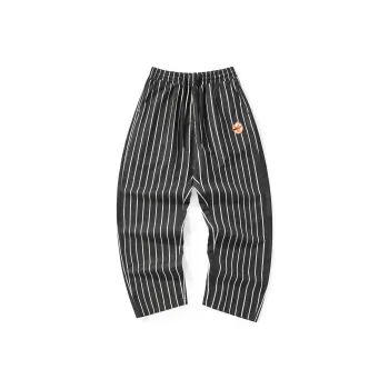 GENANX Casual Pants Unisex Black White Stripes