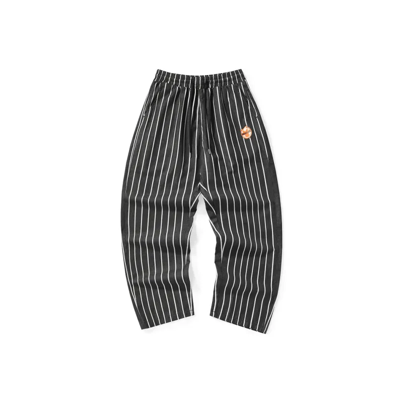 GENANX Casual Pants Unisex Black White Stripes-0