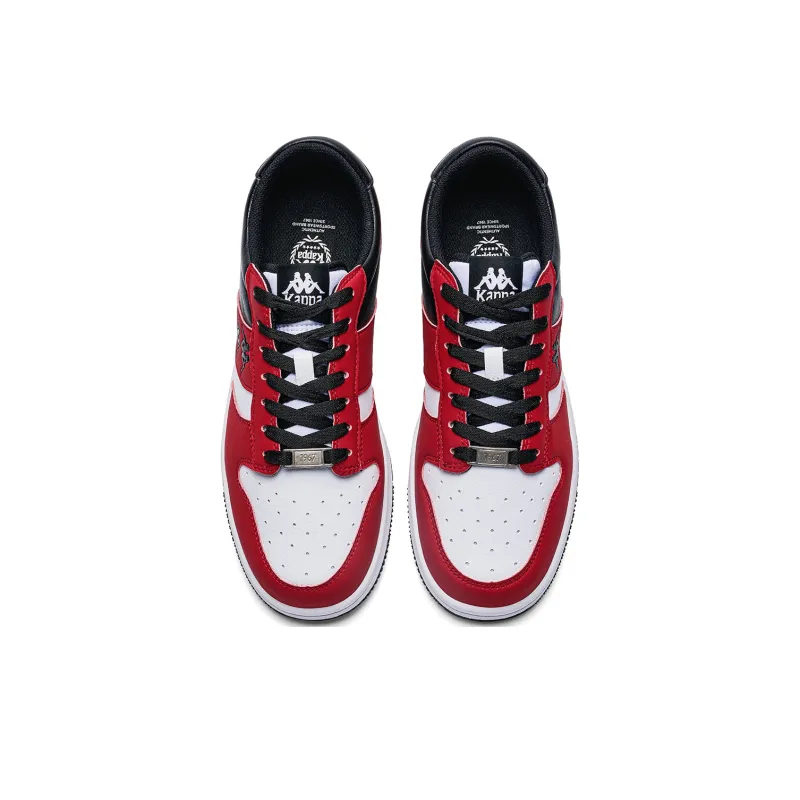 Kappa Anti Slip Wear Resistant Low Top Skateboard Shoes Unisex Red White-3