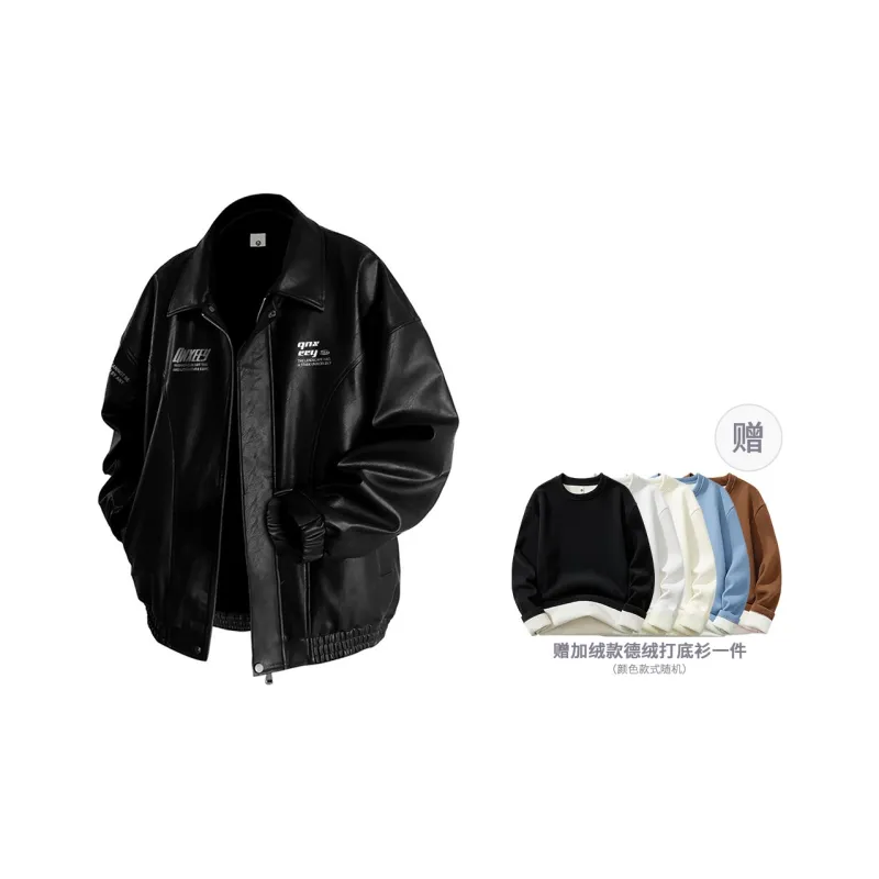 Qnxeey Leather Jackets Unisex-18