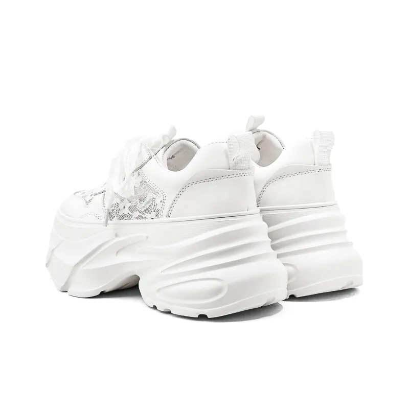 KMD Height Increasing Low Top Chunky Sneakers Women's White-2