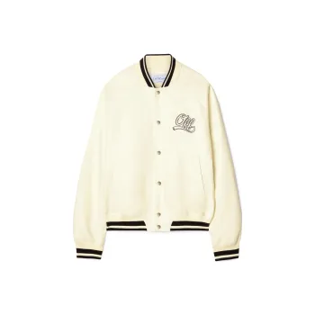 Off Logo Embroidered Button Up Jacket