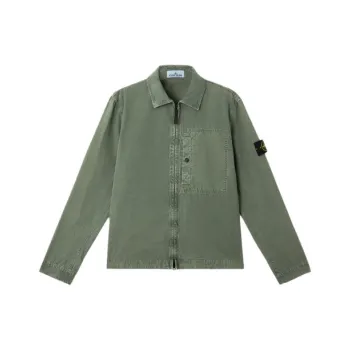 STONE ISLAND Compass Patch Zip Up Shirt Jacket