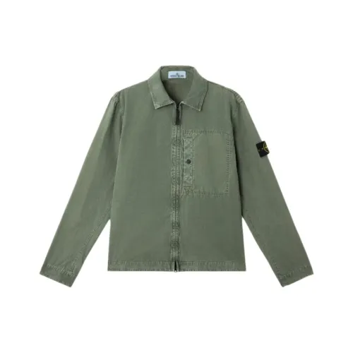 STONE ISLAND Compass Patch Zip Up Shirt Jacket