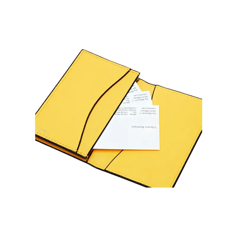 Valextra Pocket Calfskin Card Holder Unisex Bright Yellow-1