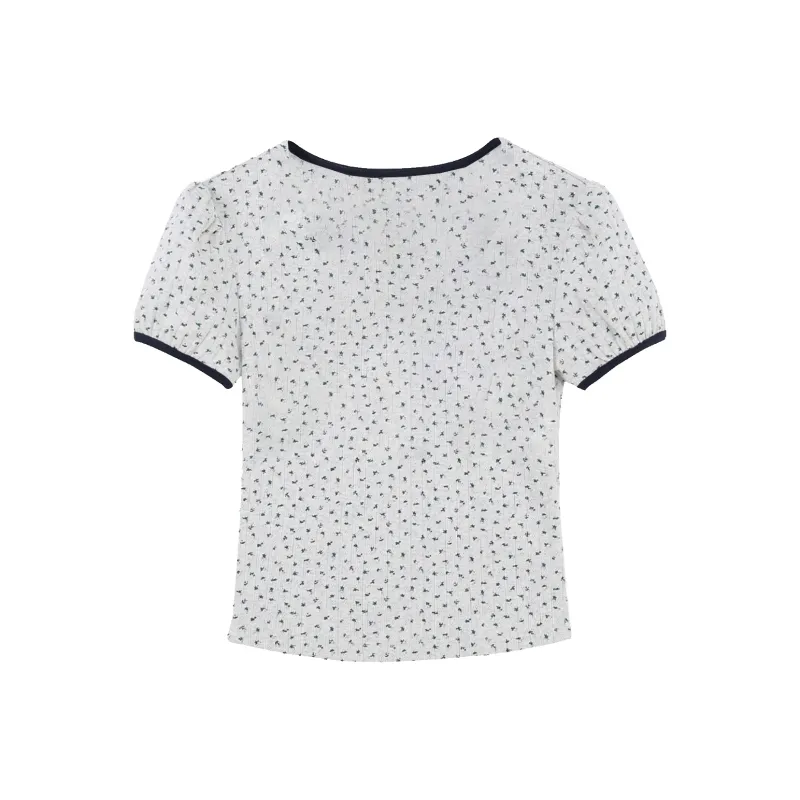 FOASIS Puff Sleeve T Shirt Women's Dark Gray-1