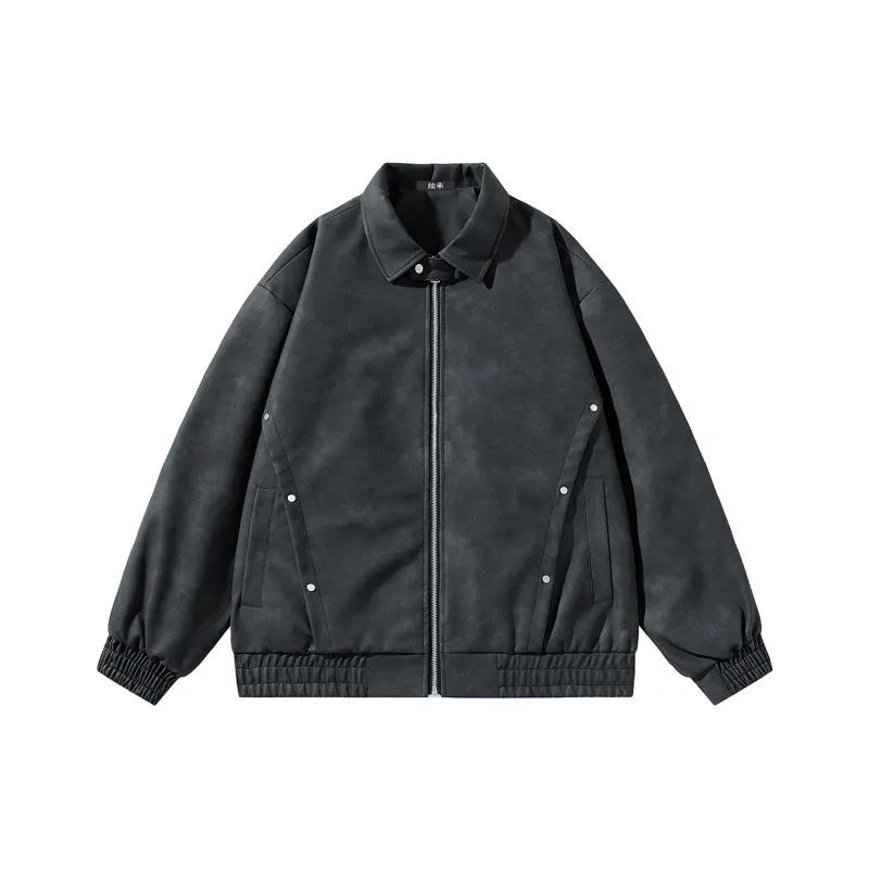HCHUICHENG Leather Jacket Men's-0