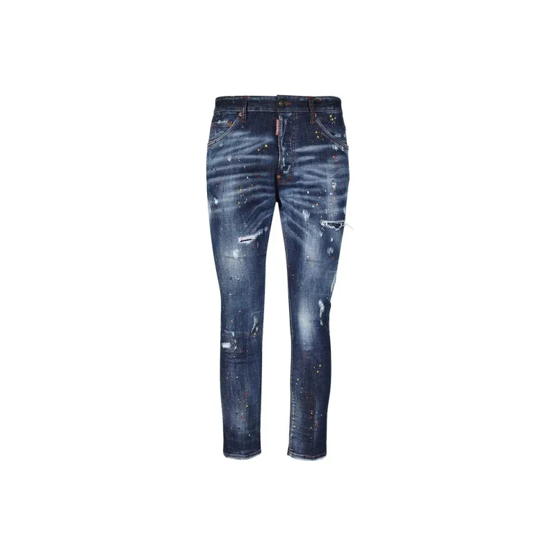 DSQUARED 2 Distressed Paint Splatter Low Rise Jeans-0