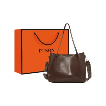 PT'SON Synthetic Leather Tote Bag, Shopping Bag, Crossbody Bag, Shoulder Bag Large Size Women's Coffee