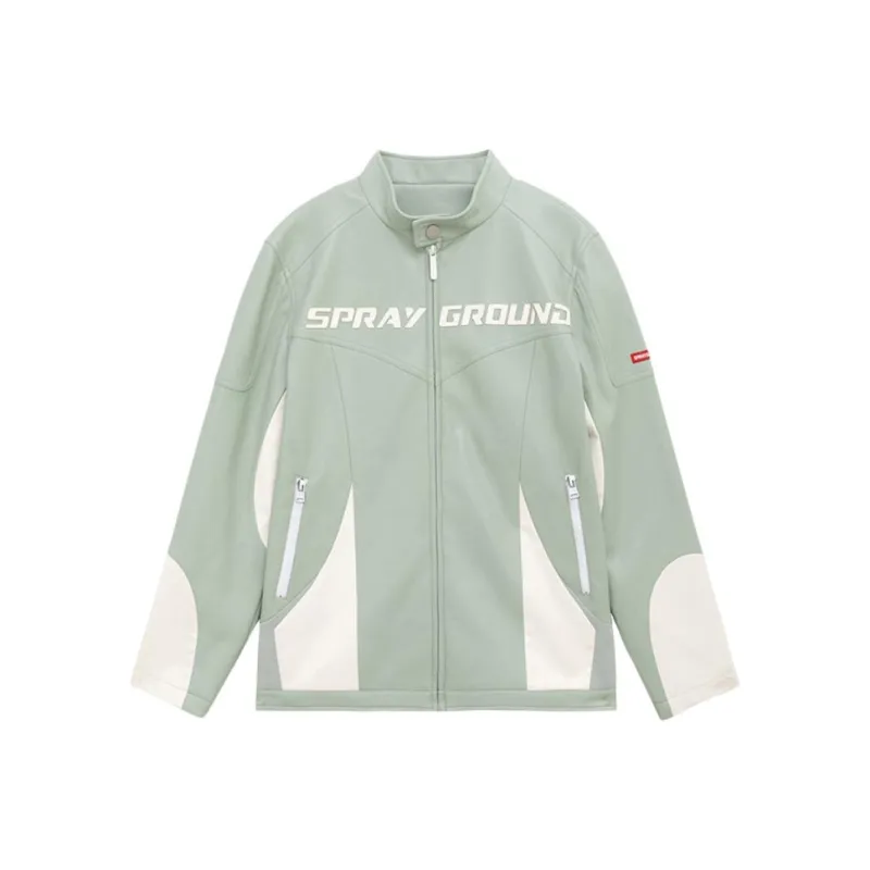 SPRAYGROUND Leather Jacket Unisex Gray Green-0