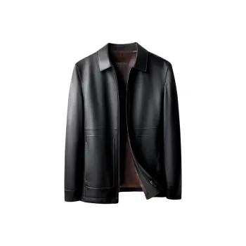 PIERRE CARDIN Leather Jacket Men's Black