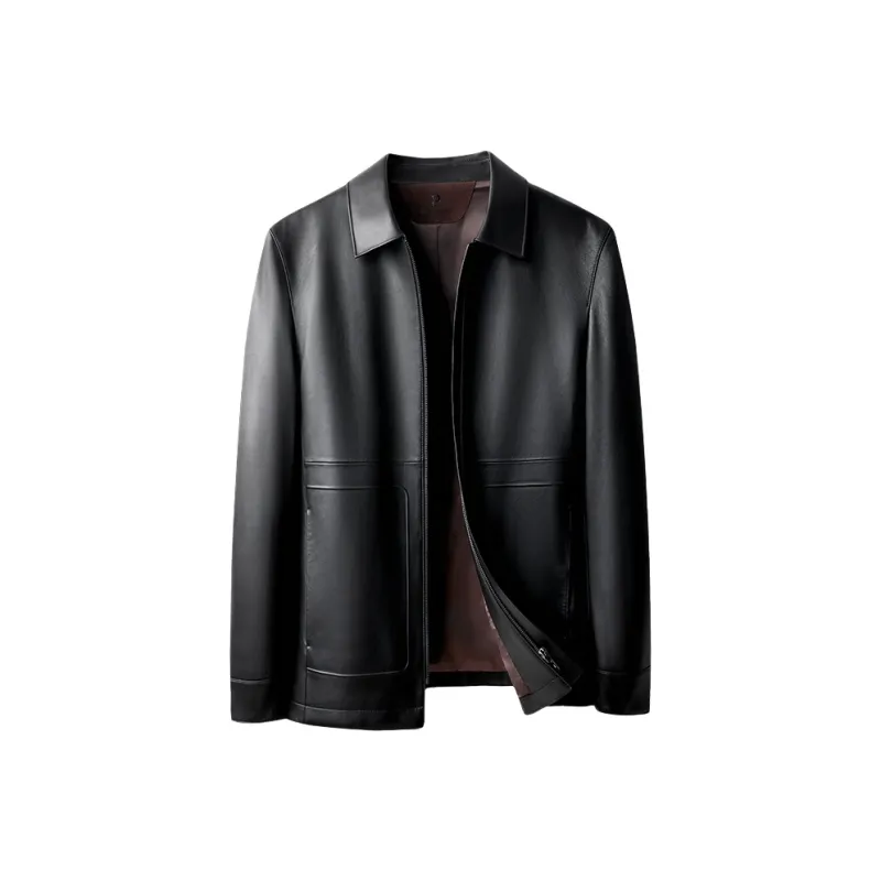 PIERRE CARDIN Leather Jacket Men's Black-0