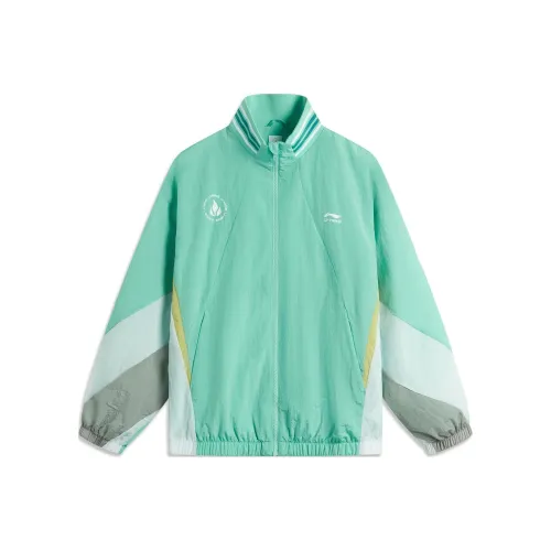 LiNing Sports Life Collection Trench Coat Unisex Porcelain Turquoise Standard White