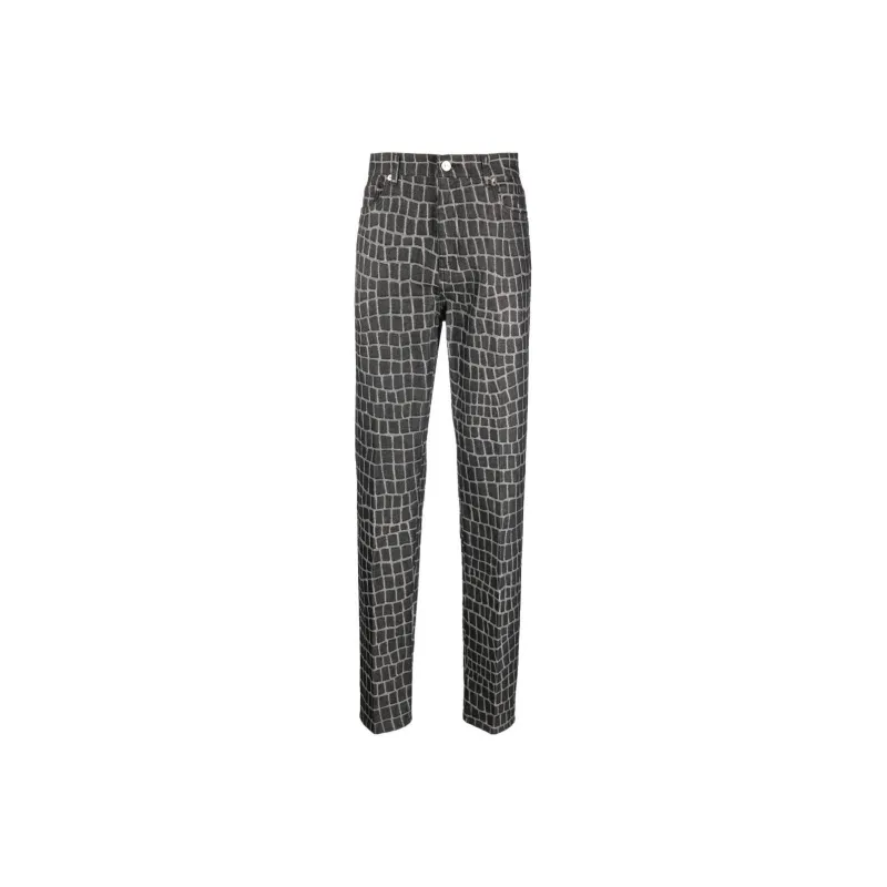 VERSACE Crocodile print Straight leg Jeans-0