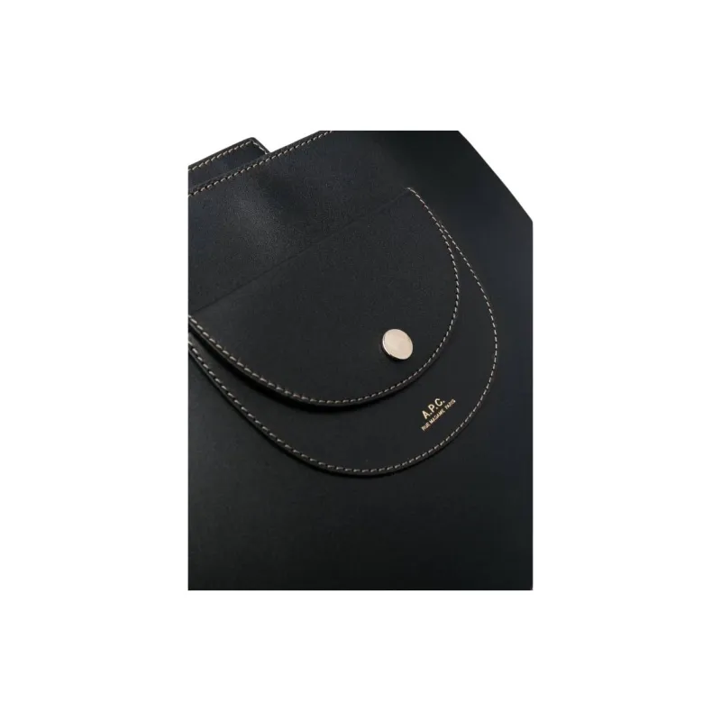 A.P.C Smooth Vegetable Tanned Leather Handbag, Shoulder Bag Women's Black-3