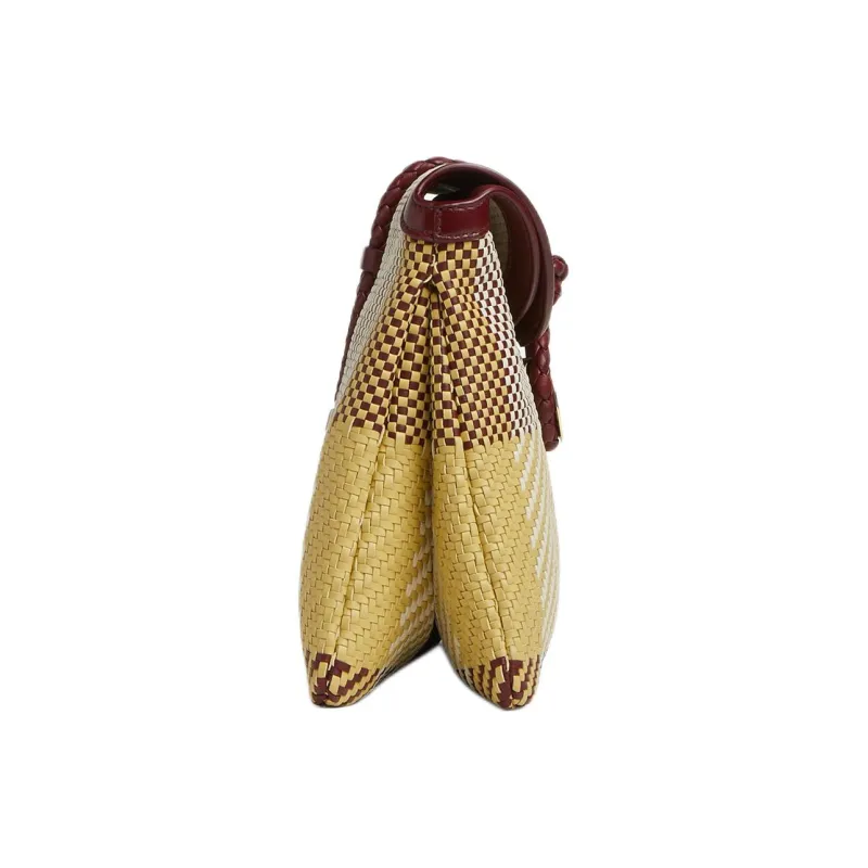 Bottega Veneta Sheepskin Shoulder Bag Women's Sea Salt Color & Burgundy-1