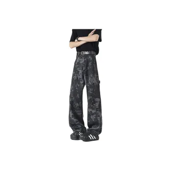 FASTFISH Jeans Unisex Black Snake Pattern