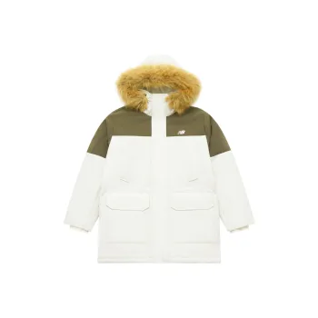 New Balance Mid Length Parka Hooded Duck Down Jacket Men's White