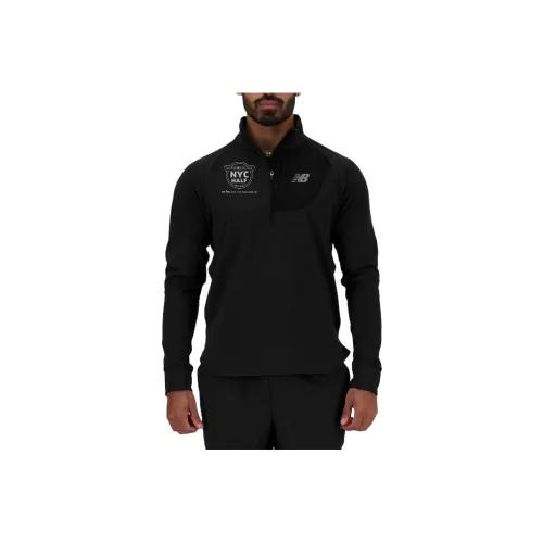 New Balance United Airlines Nyc Half Nb Heat Grid Half Zip Jackets Coats Men's Black