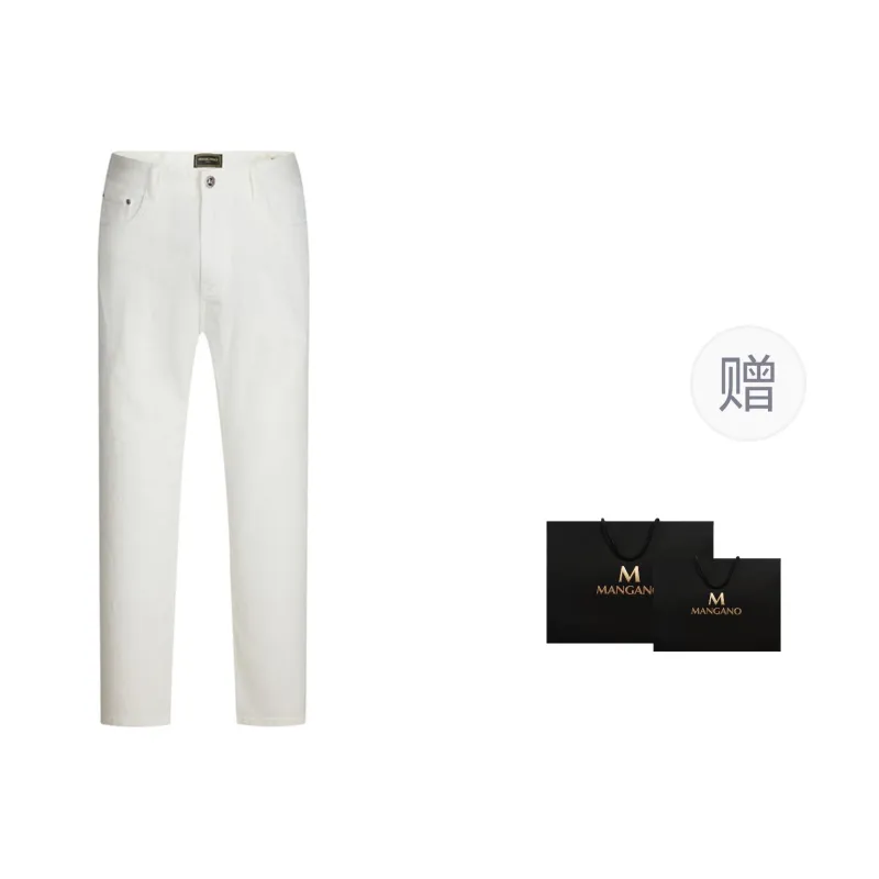 MANGANO Jeans Men's White Includes Brand Shopping Bag-2
