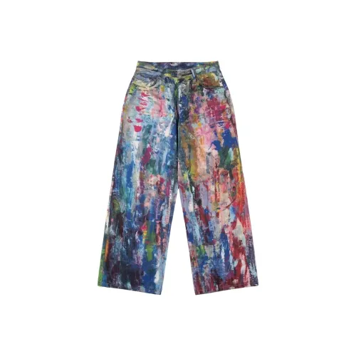 XINYINSU Jeans Unisex Yellow Mud Dark Blue