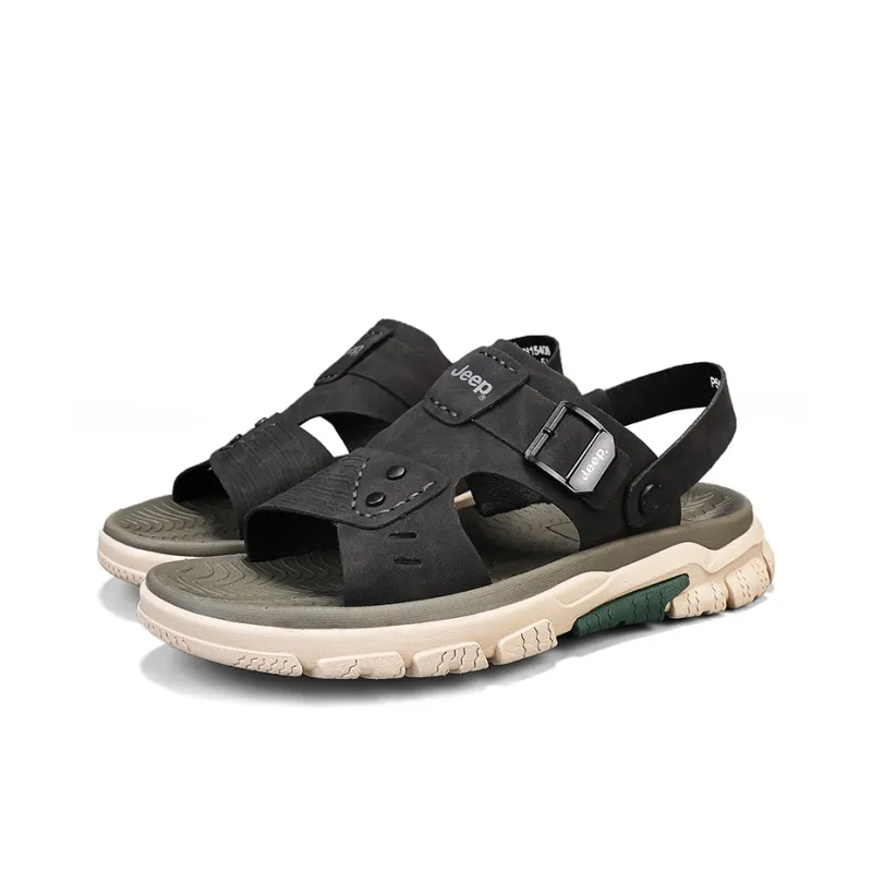 Jeep Beach Sandals Men Dark Brown/Light Gray-2