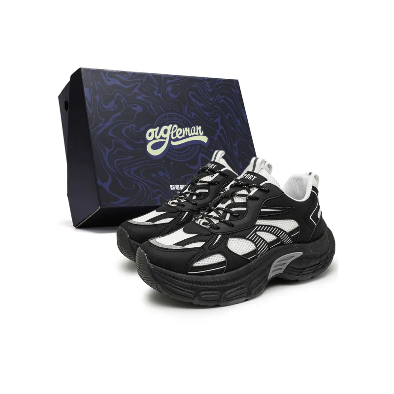 OUGLEMEN Breathable Coverage Support Low Top Chunky Sneakers Men's-5