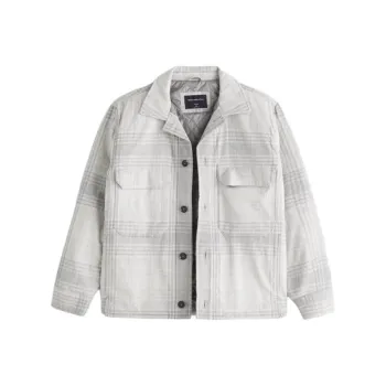 Abercrombie＆Fitch Jackets Coats Men's Light Gray Plaid