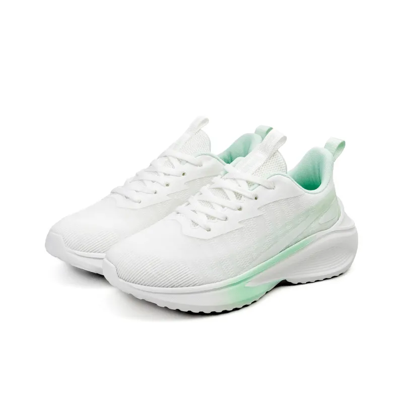 Warrior Cushioning Balance Height Increasing Low Top Casual Running Shoes Women's White Green-2