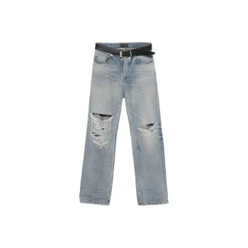 Balenciaga Integrated Belt Distressed Jeans
