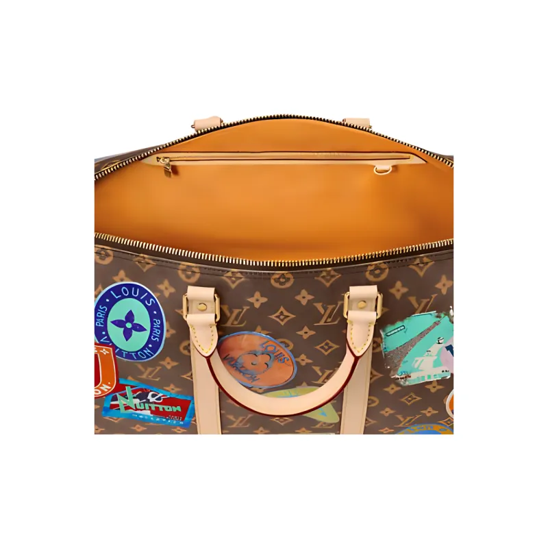 LOUIS VUITTON KeepallBandoulière Monogram Canvas One Shoulder Crossbody Bag, Travel Bag Unisex Brown-6