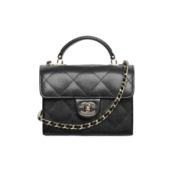 CHANEL Cow Leather One Shoulder Handbag Medium Size Women's Black
