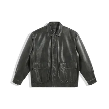 PEACEBIRD MEN PU Leather Jacket Men's