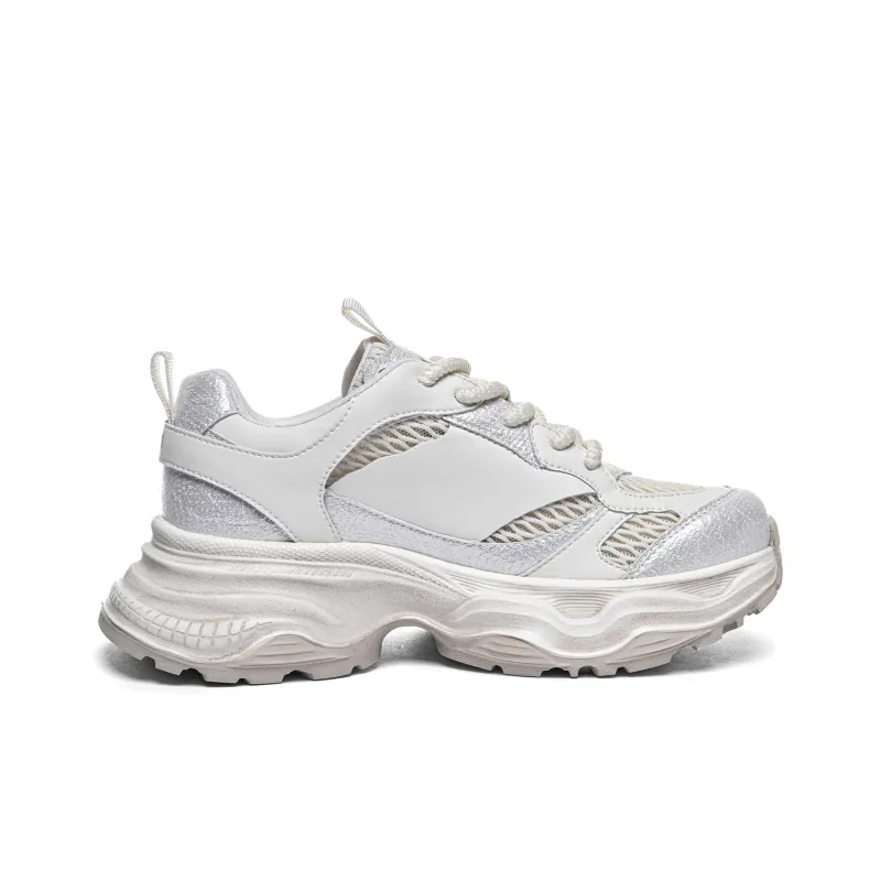 Kappa Anti Slip Wear Resistant Low Top Chunky Sneakers Women's Classic White-1