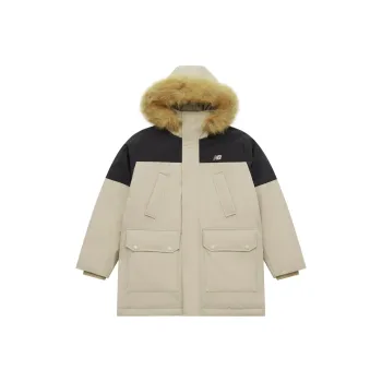 New Balance Mid Length Parka Hooded Duck Down Jacket Men's Khaki