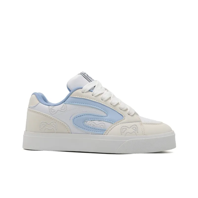 ABCIO Cushioning Abrasion Resistant Balance Height Increasing Mat Low Top Skateboard Shoes Unisex Blue White-3
