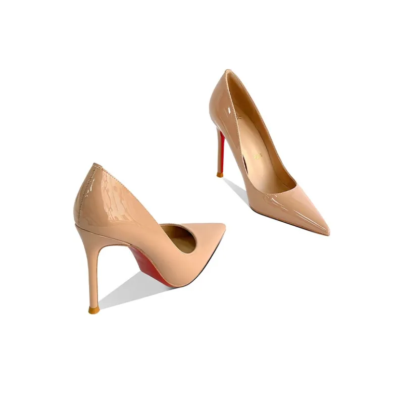 Lan Miao Slim Heel High Heels 8CM Women's Nude-2