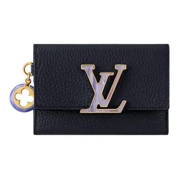 LOUIS VUITTON Capucines Leather Wallet Large Size Unisex Dark Blue