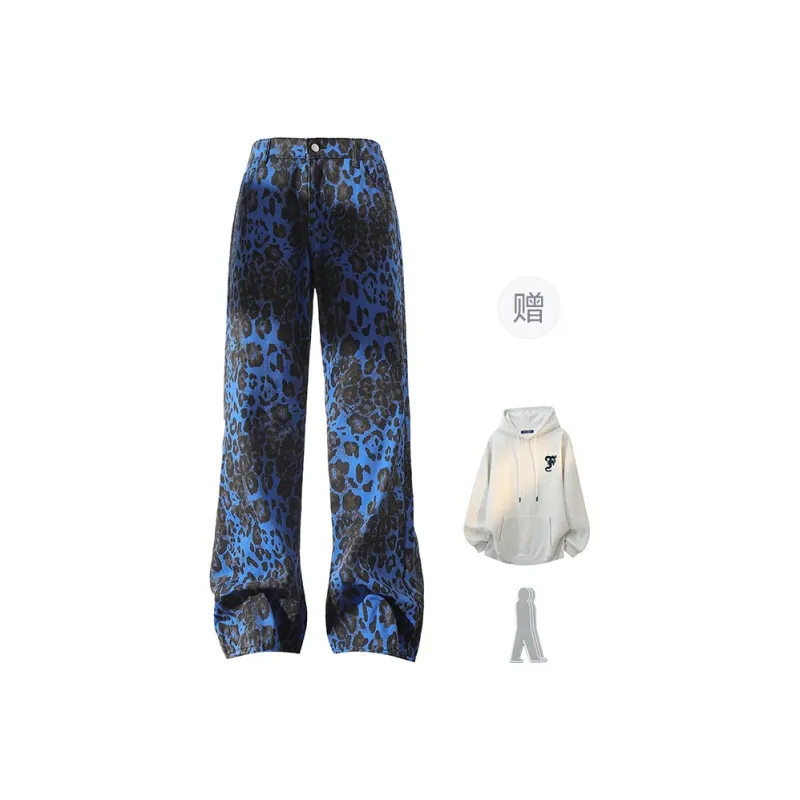 FAX FOR FMACM Jeans Unisex Black Leopard Print-10