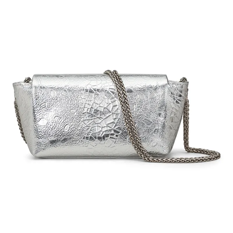 PT'SON Cow Leather Underarm Shoulder Bag, Crossbody Bag Trumpets Women's Silver-6