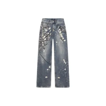 TOUHAOQINGNIAN Jeans Unisex Blue
