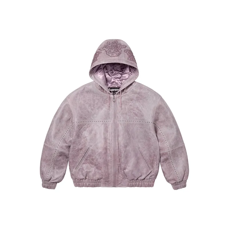Supreme Studded Hooded Leather Jacket-0