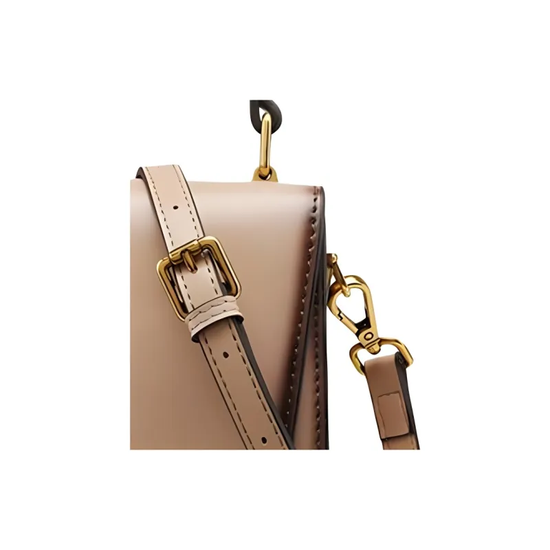 DEERE JACK Cow Leather Small Square Bag, Shoulder Bag, Crossbody Bag, Handbag Trumpets Women's Milk Tea-1
