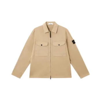 STONE ISLAND Compass Patch Zipped Shirt Jacket