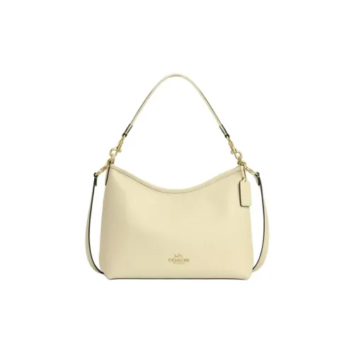 COACH LAUREL Leather One Shoulder Handbag Large Size Women's Beige Yellow