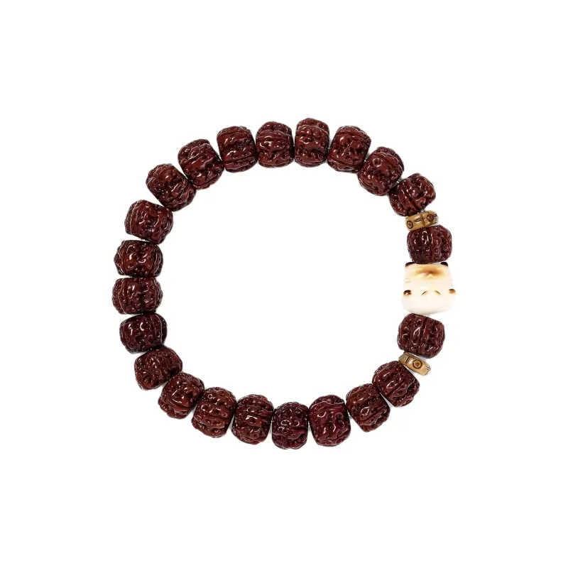 Xifeng Building King Kong Bodhi Seeds Lucky Cat Beaded Bracelet #Good Luck Unisex-1