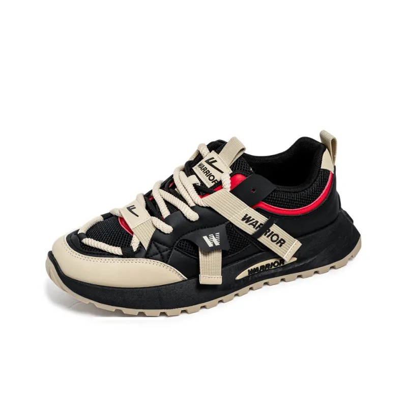 Warrior Coverage Height Increasing Abrasion Resistant Lightweight Slip Resistant Low Top Casual Shoes Men's Black Khaki-1